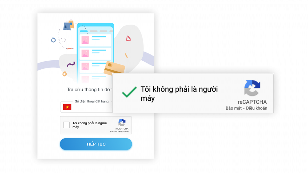 Login bằng số điện thoại và xác thực recaptcha