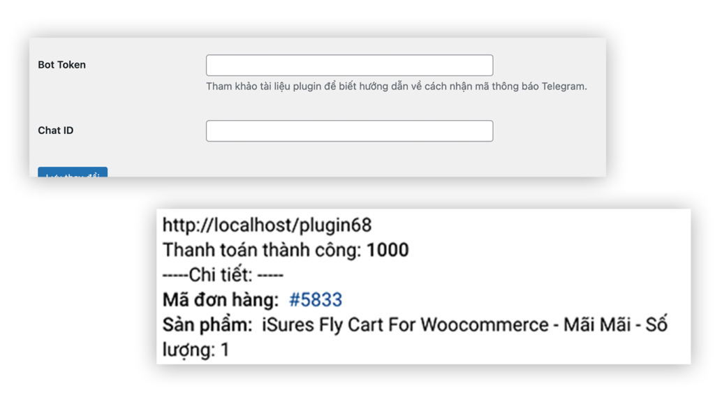 Thông báo giao dịch thành công qua telegram
