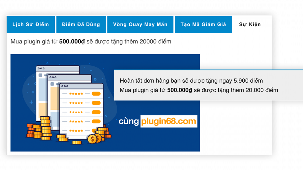 Điểm kiếm được từ sự kiện mua hàng tối thiểu